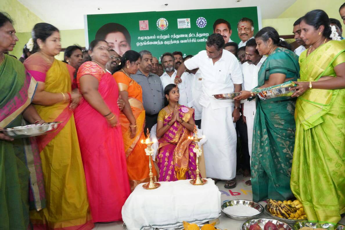 Community Valaikappu support and new city buses by Minister Velumani in Coimbatore