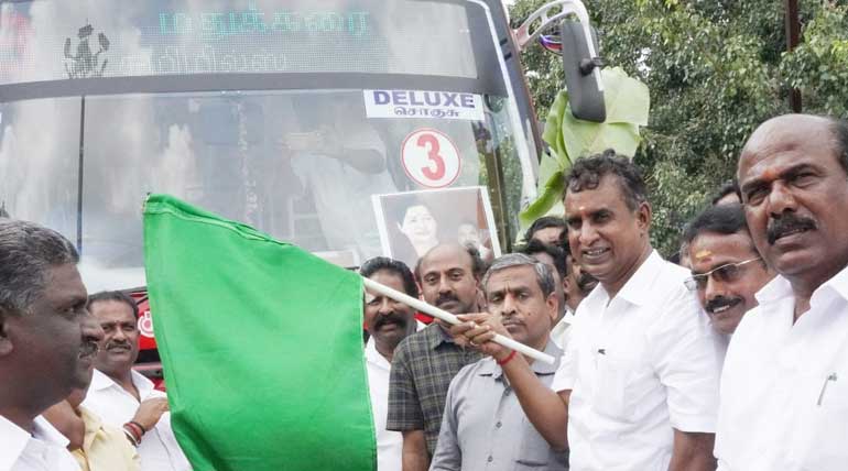 Community Valaikappu support and new city buses by Minister Velumani in Coimbatore