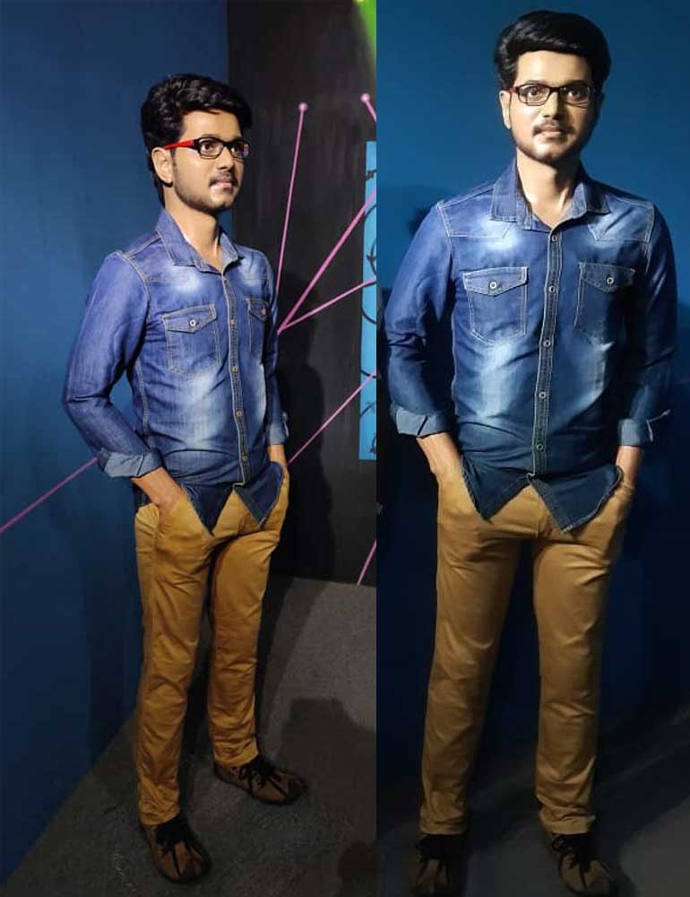 Wax Statue of Actor Vijay at the Mayapuri Wax Museum in Kanyakumari