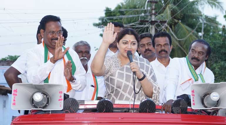 AIADMK O. Panneerselvam and Congress Khushbu election campaign