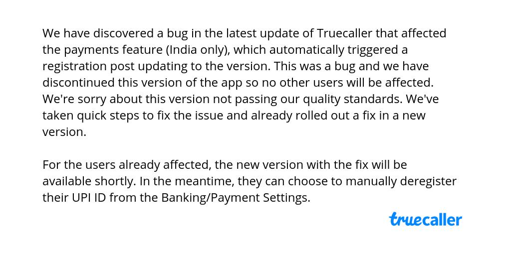 TrueCaller App Unsafe Bug Tries Self Activation of ICICI Bank UPI payments