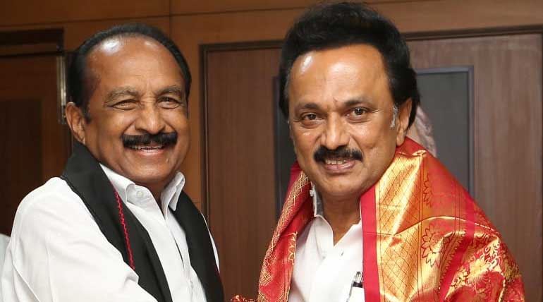 Vaiko met the DMK leader Stalin at Anna Arivalayam