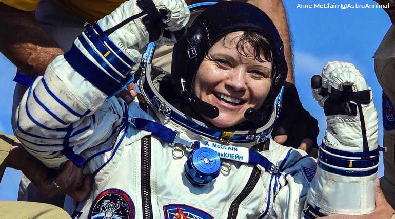 Anne McClain after retun from International Space Station