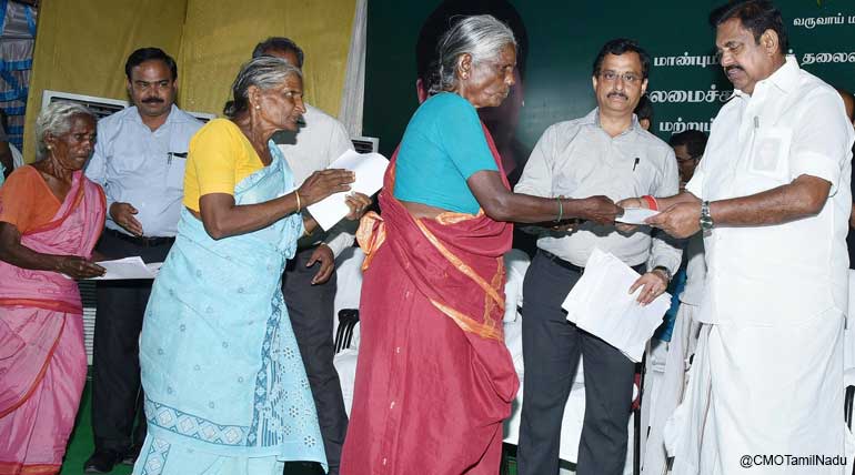CM Edappadi K Palaniswami receives petitions from people in Salem