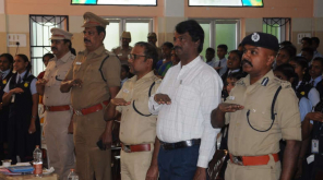 Top Cops of Karur Taking Pledge along with the Public on the 31st Road Safety Week Program