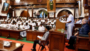 Speaker P Dhanapal addressing the TN Assembly