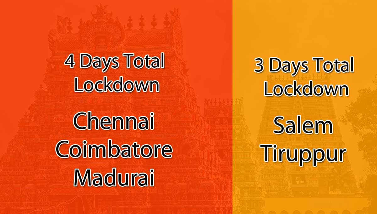 Tamil Nadu Covdi19: 4 Days Full Lockdown in Chennai, Coimbatore and Madurai