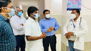 Health and welfare minister C Vijaya basker visiting Phc velankanni hospital in Nagapattinam.