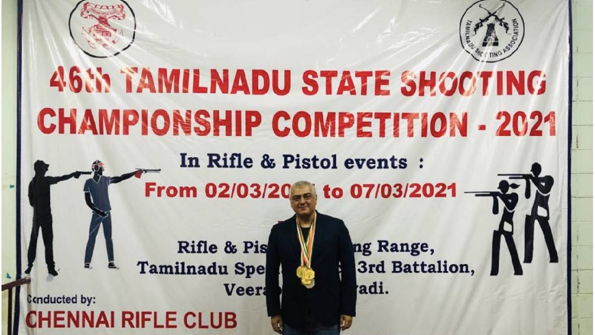 Actor Ajith wins Gold medals in State level Shooting Championship Competition 2021