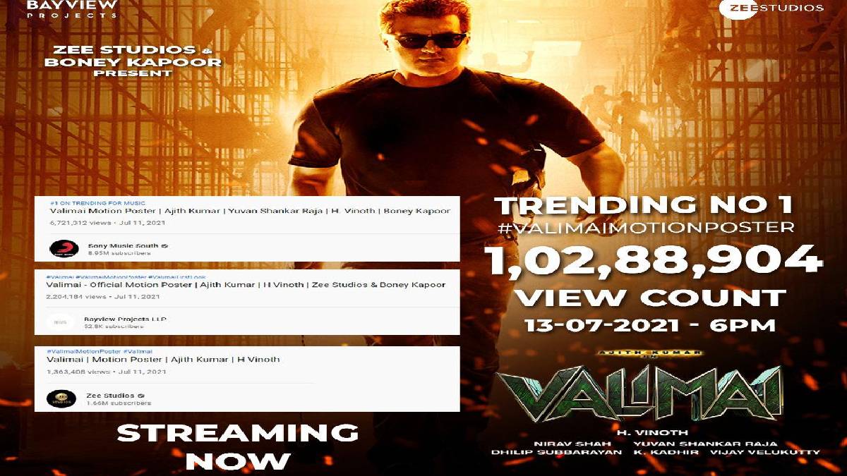 Valimai motion picture crossed 10 million plus views