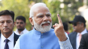 Prime Minister Narendra Modi cast his vote at Nishan Public School in Ranip